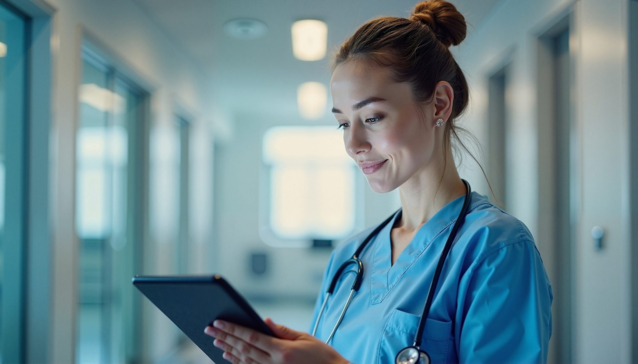 LÖSUNG N Branchen Gesundheitsversorgung LÖSUNG N Branchen Gesundheitsversorgung Motiv: Ärztin am Tablet