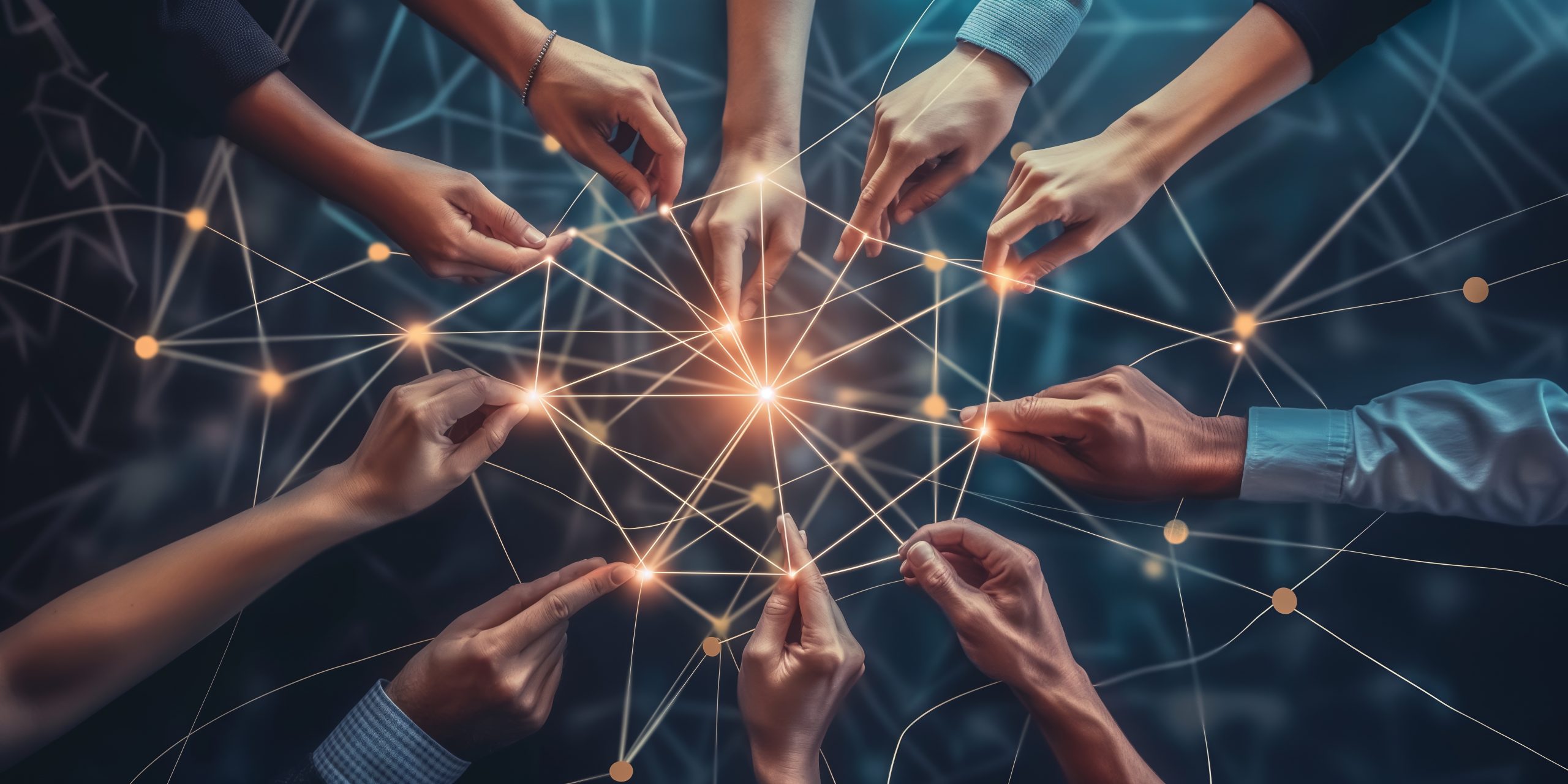 LÖSUNG N Leistungen IT-Service Management Motiv: Hände halten ein Netz aus Licht